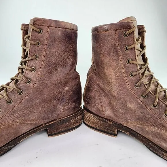 FREEBIRD BY STEVEN CHARLIE WOMENS BOOTS US 7 BROWN DISTRESS LACE-UP COMBAT BOOT