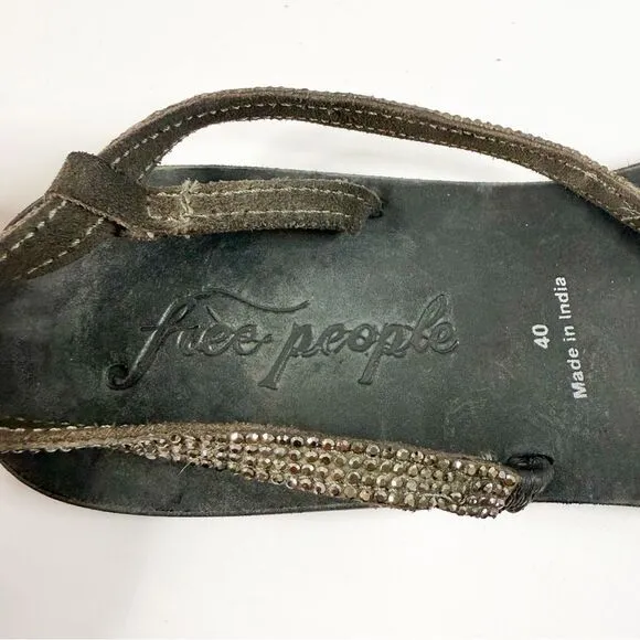 Free People Women's Rhinestone Strappy Sandals - Black, Size 40, Minimalist Chic