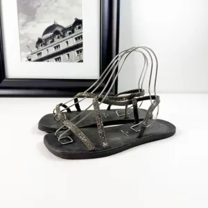 Free People Women's Rhinestone Strappy Sandals - Black, Size 40, Minimalist Chic