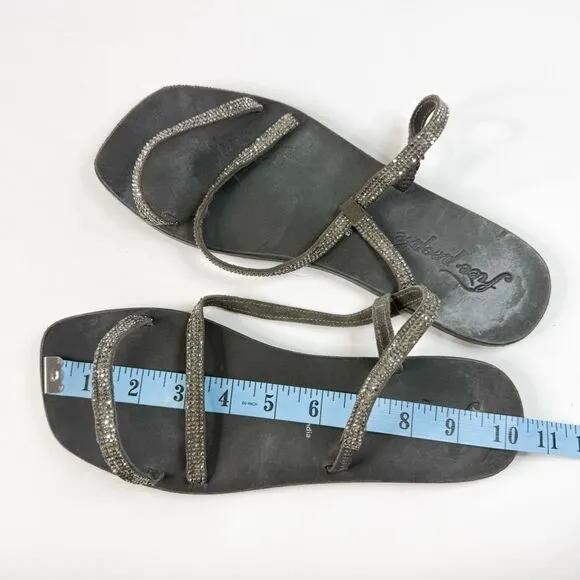 Free People Women's Rhinestone Strappy Sandals - Black, Size 40, Minimalist Chic