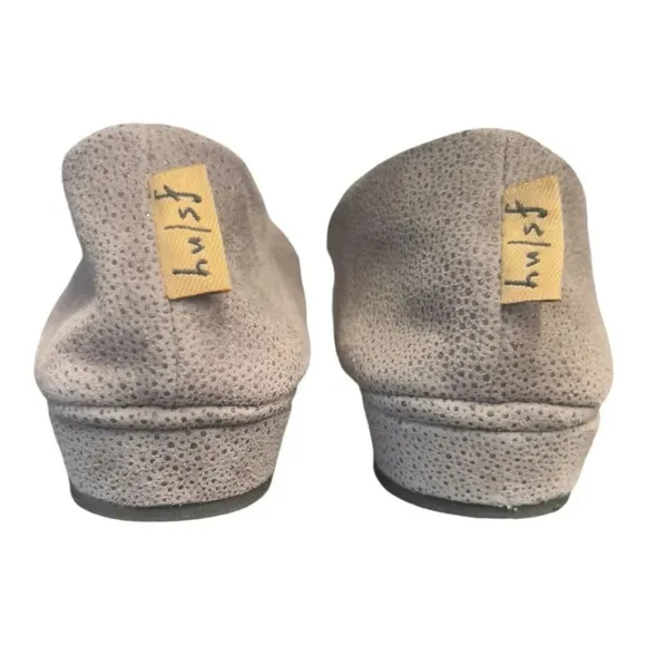 French Sole fs/ny Textured Suede Zeppa Taupe Stingray Slip On Wedges Neutral