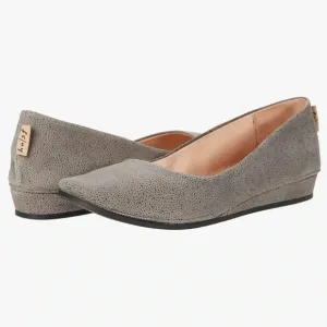 French Sole fs/ny Textured Suede Zeppa Taupe Stingray Slip On Wedges Neutral