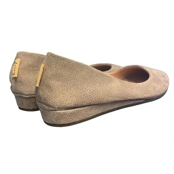French Sole fs/ny Textured Suede Zeppa Taupe Stingray Slip On Wedges Neutral