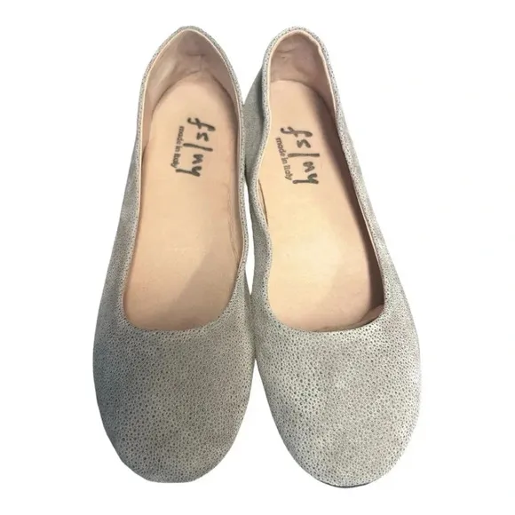 French Sole fs/ny Textured Suede Zeppa Taupe Stingray Slip On Wedges Neutral