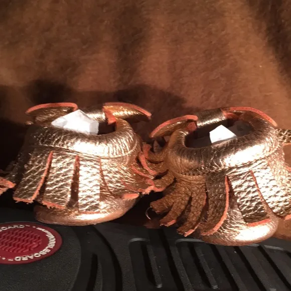 Freshly Picked Baby Gold bow Moccasins extra soft fine Leather