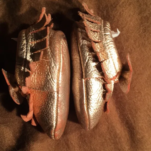 Freshly Picked Baby Gold bow Moccasins extra soft fine Leather