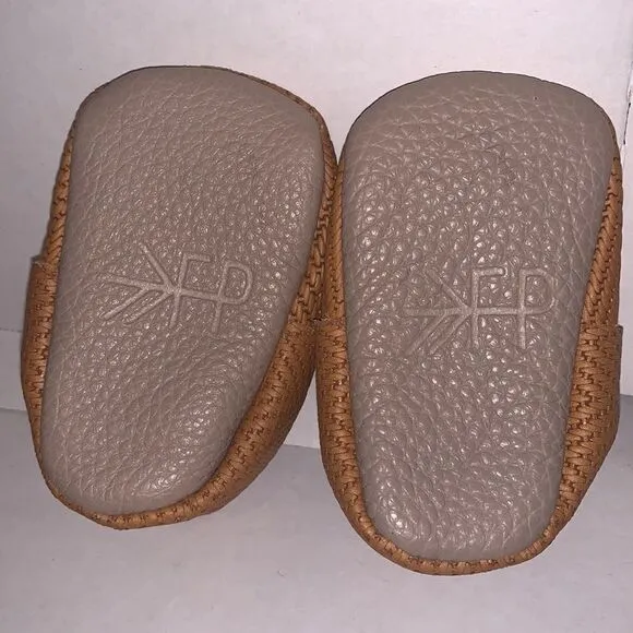 Freshly picked basket weave moccasins crib shoes