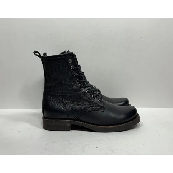 Frye Black Soft Leather Veronica Combat Boots Leather Lined 3476276 Women’s 7 B
