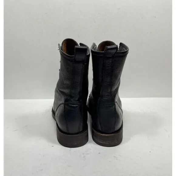 Frye Black Soft Leather Veronica Combat Boots Leather Lined 3476276 Women’s 7 B