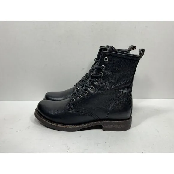 Frye Black Soft Leather Veronica Combat Boots Leather Lined 3476276 Women’s 7 B