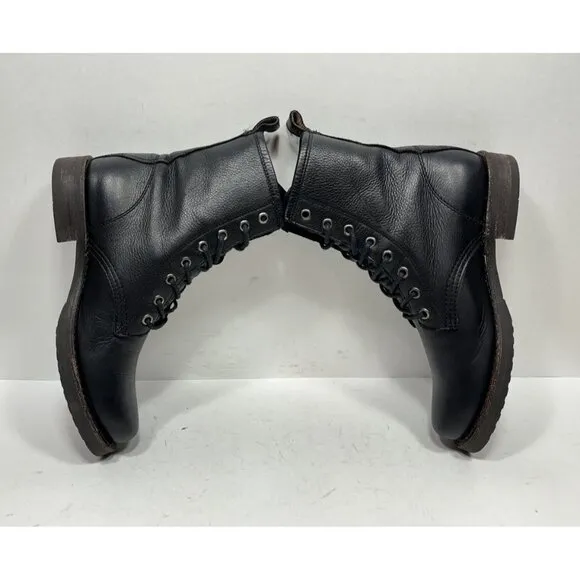 Frye Black Soft Leather Veronica Combat Boots Leather Lined 3476276 Women’s 7 B