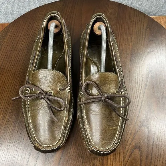 Frye Boat Shoes Mens Size 11 Green Brown Tone Comfort‎ Moc Toe  Loafer 80480