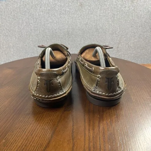 Frye Boat Shoes Mens Size 11 Green Brown Tone Comfort‎ Moc Toe  Loafer 80480