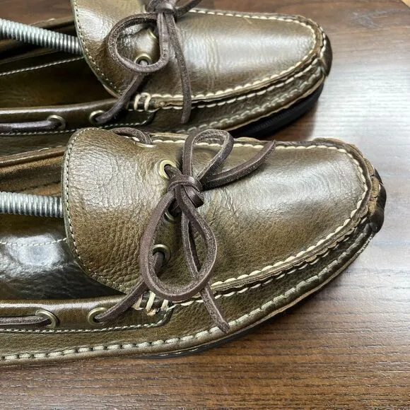 Frye Boat Shoes Mens Size 11 Green Brown Tone Comfort‎ Moc Toe  Loafer 80480