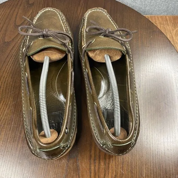 Frye Boat Shoes Mens Size 11 Green Brown Tone Comfort‎ Moc Toe  Loafer 80480