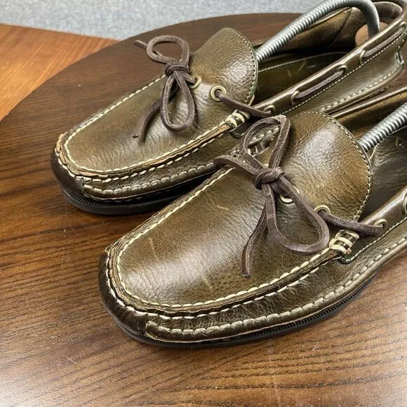 Frye Boat Shoes Mens Size 11 Green Brown Tone Comfort‎ Moc Toe  Loafer 80480