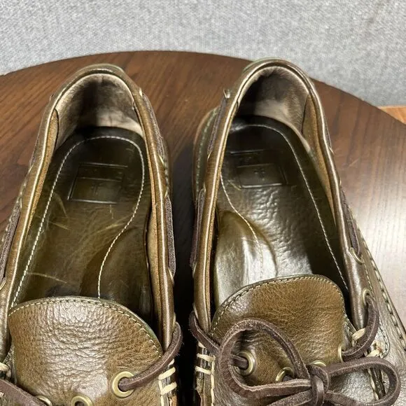 Frye Boat Shoes Mens Size 11 Green Brown Tone Comfort‎ Moc Toe  Loafer 80480