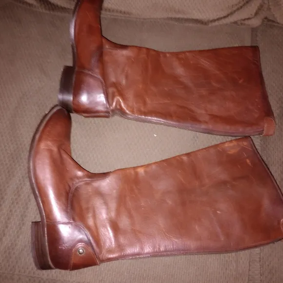 Frye Brown Tall Pull On Leather Distressed Boots 10 Sexy