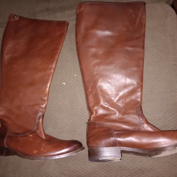 Frye Brown Tall Pull On Leather Distressed Boots 10 Sexy