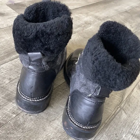 Frye camouflage fur combat boots