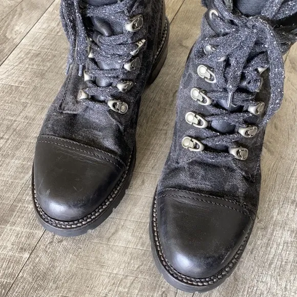 Frye camouflage fur combat boots