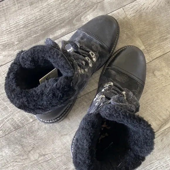 Frye camouflage fur combat boots