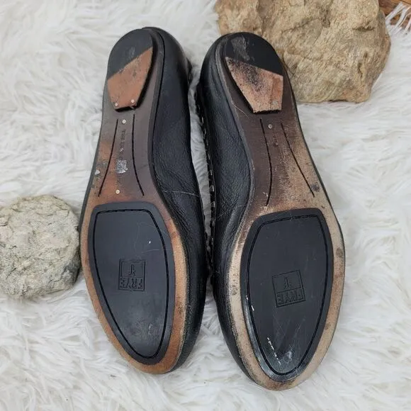 Frye Emma honeycomb black studded flats
