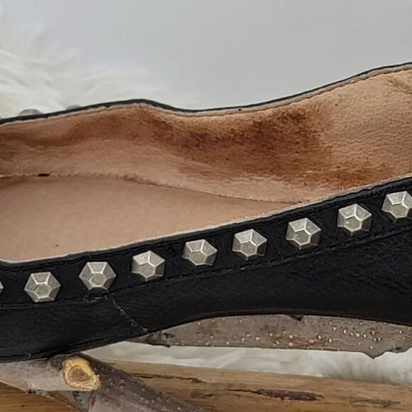 Frye Emma honeycomb black studded flats