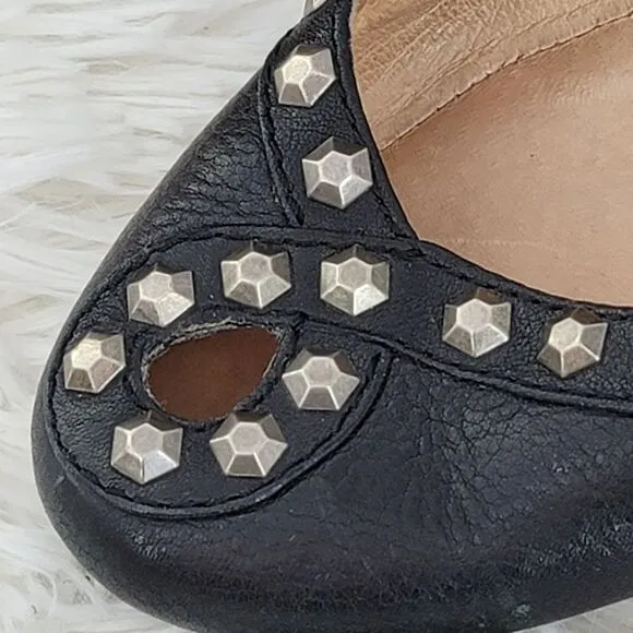Frye Emma honeycomb black studded flats