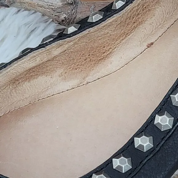 Frye Emma honeycomb black studded flats
