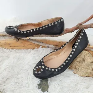 Frye Emma honeycomb black studded flats