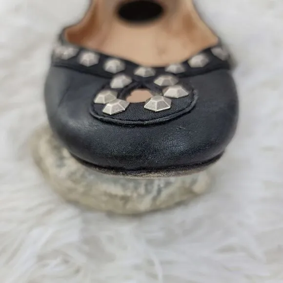Frye Emma honeycomb black studded flats