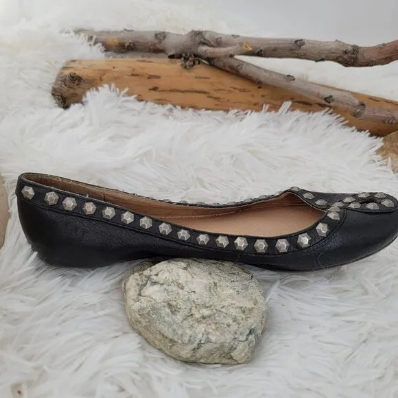 Frye Emma honeycomb black studded flats