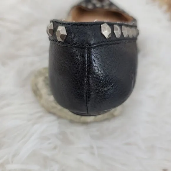 Frye Emma honeycomb black studded flats