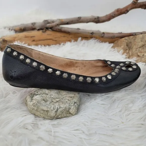 Frye Emma honeycomb black studded flats