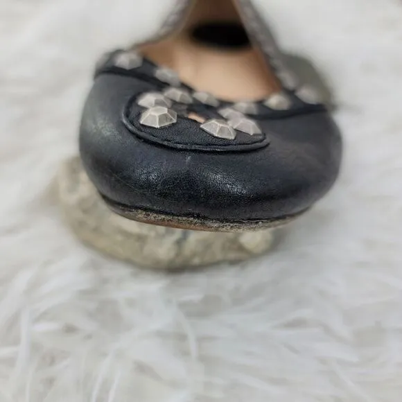 Frye Emma honeycomb black studded flats