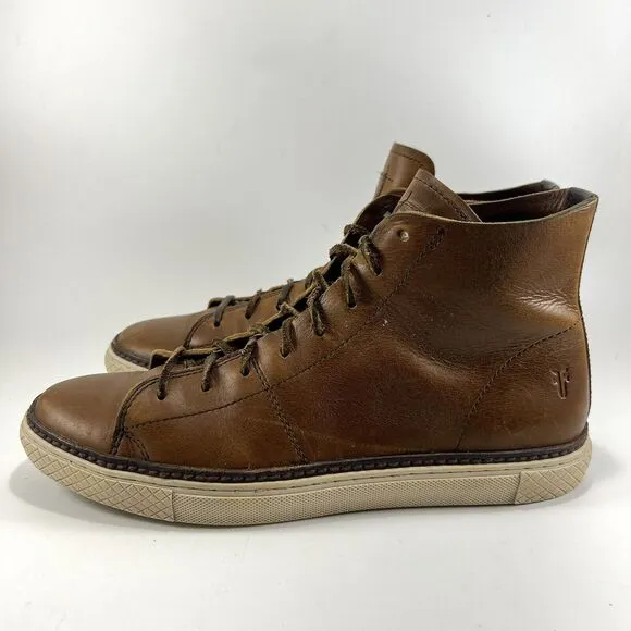 Frye Gates High Top Chukka Boots Mens Size 10 Chestnut Brown Leather Lace Up