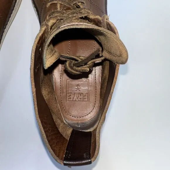 Frye Gates High Top Chukka Boots Mens Size 10 Chestnut Brown Leather Lace Up