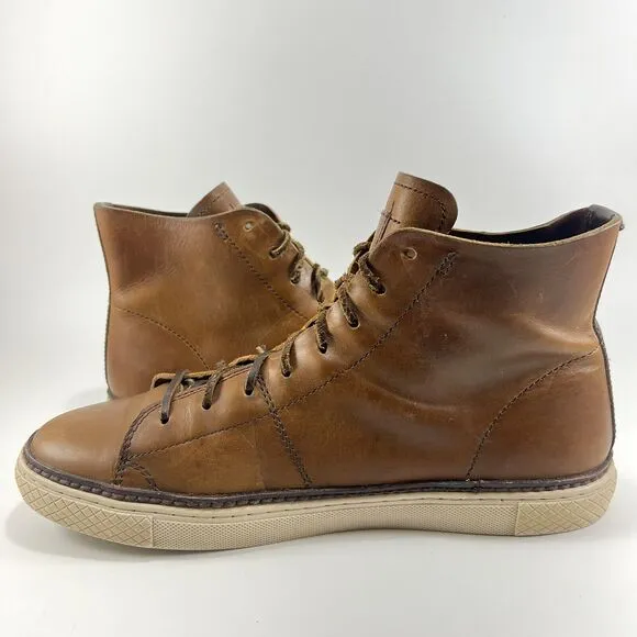 Frye Gates High Top Chukka Boots Mens Size 10 Chestnut Brown Leather Lace Up