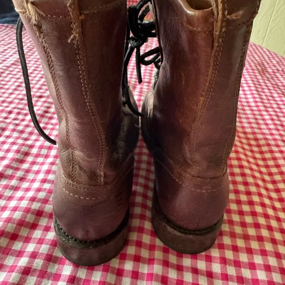 Frye Jenna Combat Boots Distressed Brown