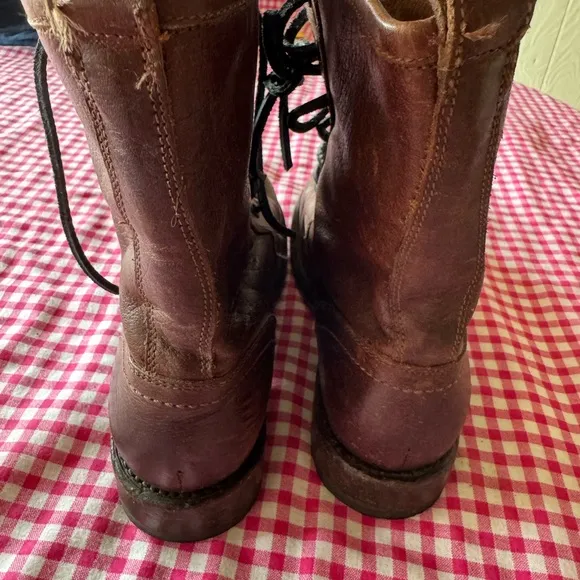 Frye Jenna Combat Boots Distressed Brown