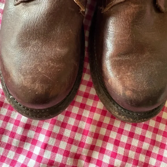 Frye Jenna Combat Boots Distressed Brown