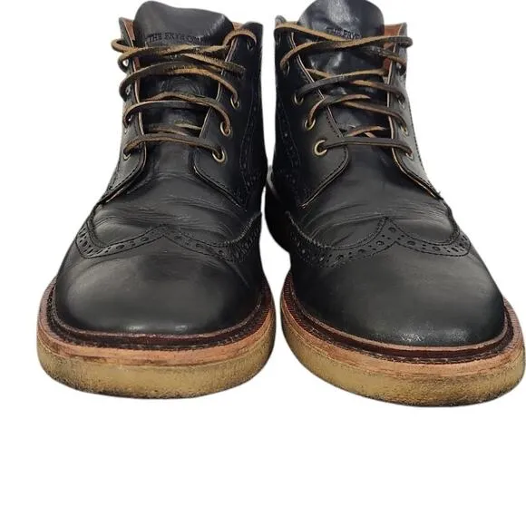 FRYE MENS CHUKKA BOOTS SZ 13 BLACK LEATHER LACE-UP WINGTIP OXFORD STEAMPUNK
