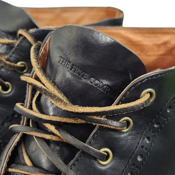 FRYE MENS CHUKKA BOOTS SZ 13 BLACK LEATHER LACE-UP WINGTIP OXFORD STEAMPUNK