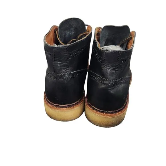 FRYE MENS CHUKKA BOOTS SZ 13 BLACK LEATHER LACE-UP WINGTIP OXFORD STEAMPUNK