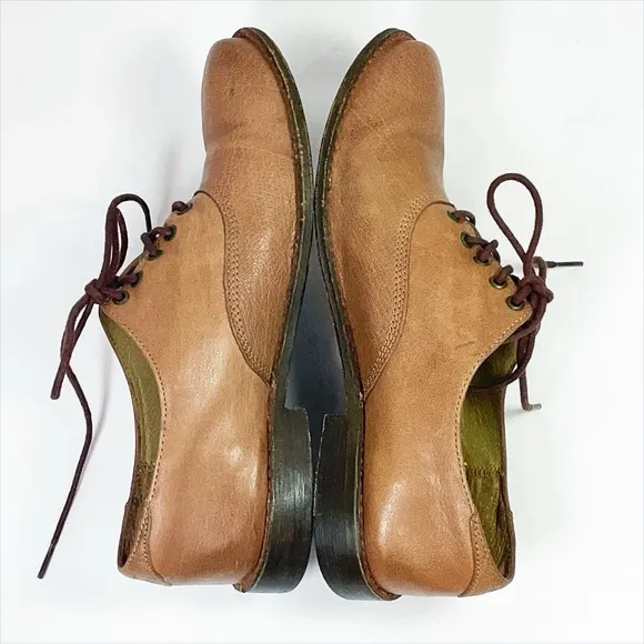Frye Paige Oxford Light Brown Leather Lace Up Oxford Shoes 74425