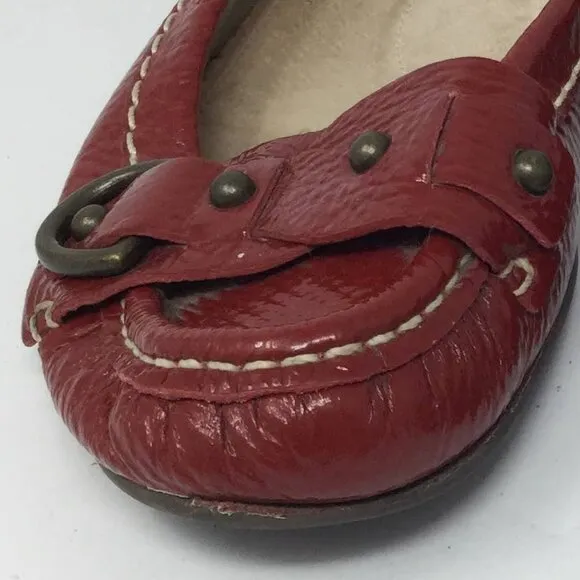 FRYE RED MOCCASINS LOAFER FLATS LEATHER 8M