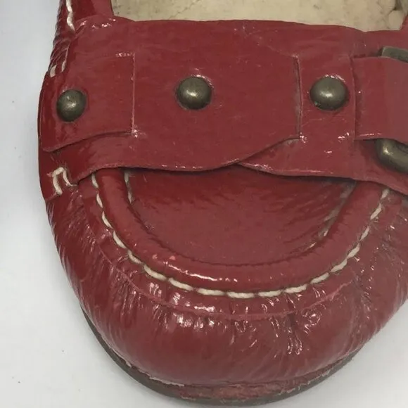 FRYE RED MOCCASINS LOAFER FLATS LEATHER 8M