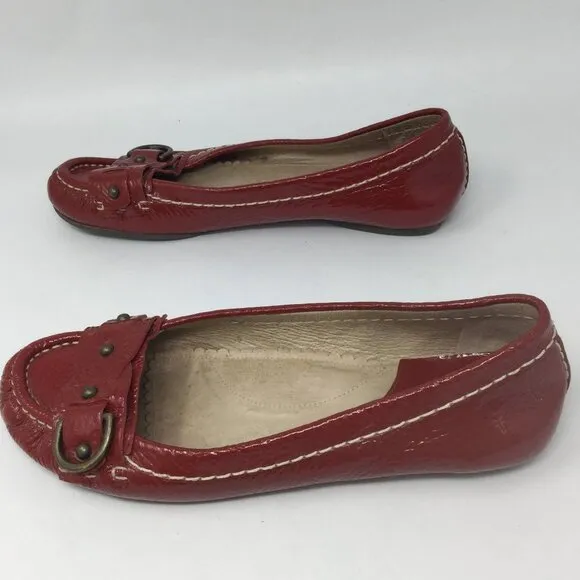 FRYE RED MOCCASINS LOAFER FLATS LEATHER 8M