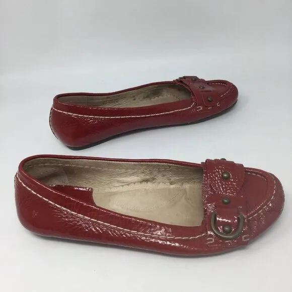 FRYE RED MOCCASINS LOAFER FLATS LEATHER 8M